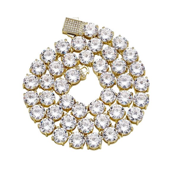 10mm Tennis Chain Necklace Sparkling Cubic Zirconia Gold Silver Unisex Statement